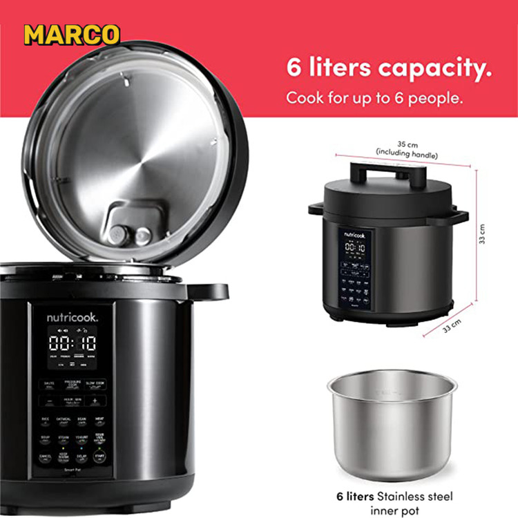 مولتی کوکر هوشمند 9 کاره 6 لیتری نوتریکوک اورجینال Nutricook Smart Pot SP204K ارسال فوری و رایگان / گارانتی 24 ماهه مارکو تجارت