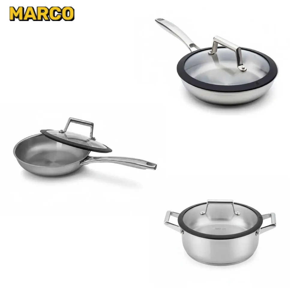 مینی ست قابلمه و ماهیتابه استیل نچسب کف لیزری اولترا کوک سایز 6 پارچه/ضمانت اصالت کالا و ارسال فوری و رایگان